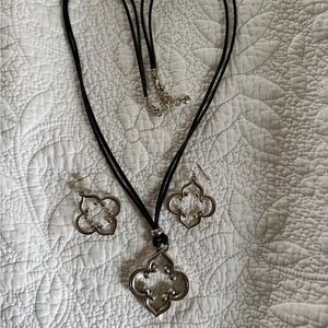Brighton Silver and Black Pendant Necklace Set